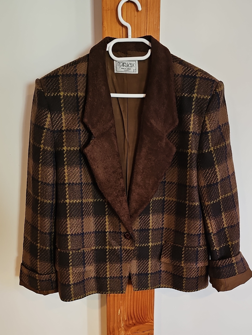 Vintage Mr. Jax Brown Plaid Wool Blazer Jacket